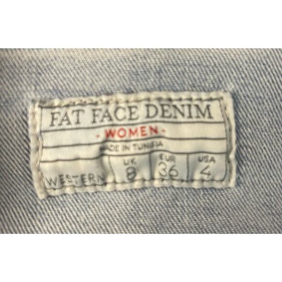 Fat Face Women’s Distressed Blue Denim Jacket Size 4 - Picture 7 of 9